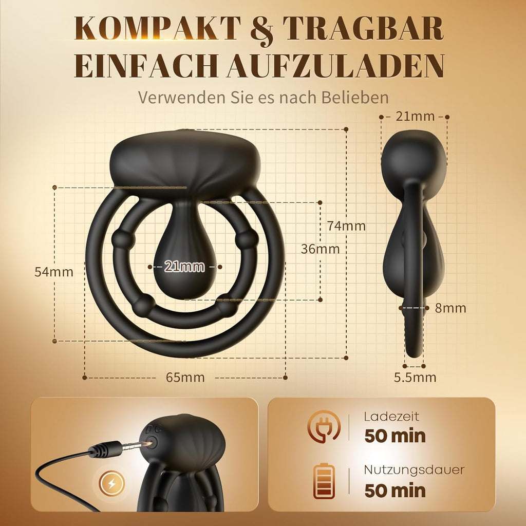 Penisring Vibrator mit 360° Verstellbar Klitorisstimulation, Verzögerter Doppel Penis Ring Sex Spielzeug für die Paare Männer Frau, Penisringe Erotisches Sexspielzeug für Paare Extrem Sex Toys