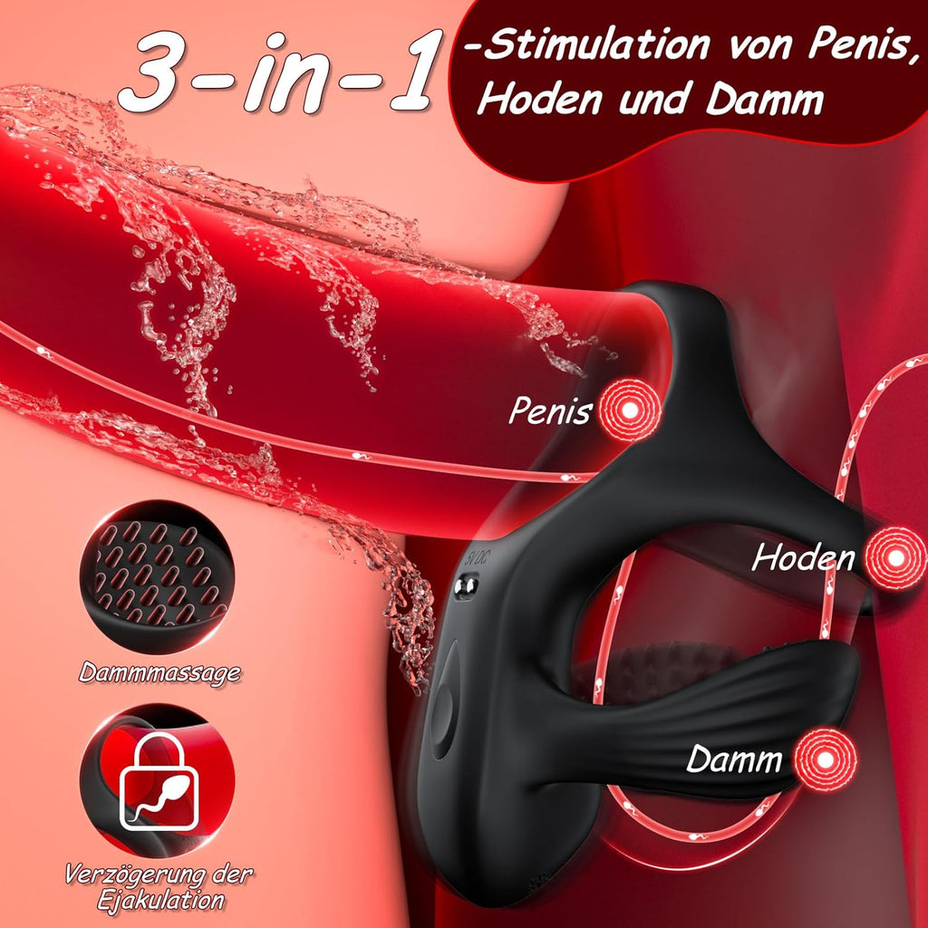 Penisring Vibrator mit 360° Verstellbarem Perlen-Klitorisstimulator, Sex Spielzeug für die Paare Männer Frauen, Cockring Penis Ring Sex Toys, Erotisches Sexspielzeug für Paare Mann Extrem Sex