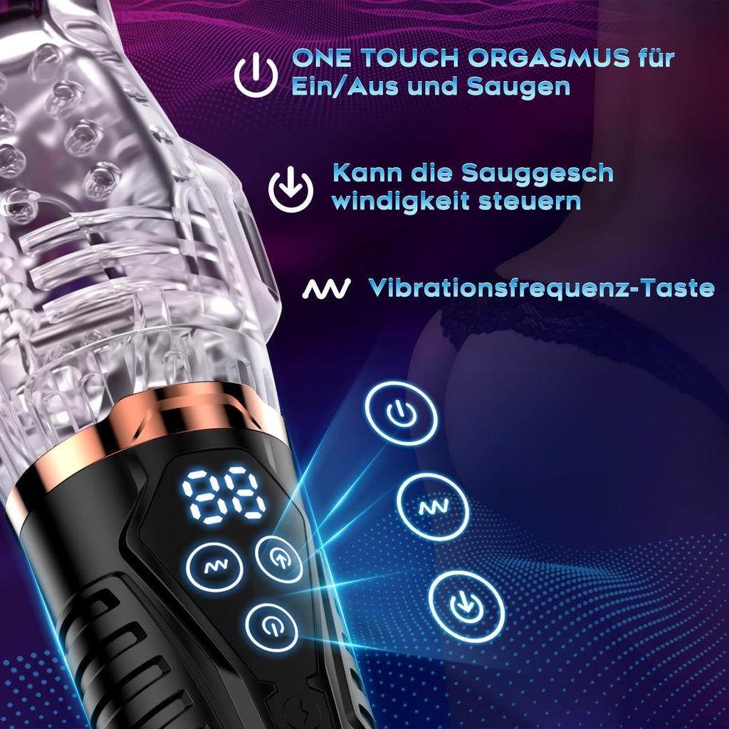 Hochfrequenz Elektrischer Masturbator Cup, 9 Vibration mit 9 Saugmodi, Sex Spielzeug für die Männer, Masturbieren für Männer solo Taschenmuschi Blowjob Penis Masturbatoren mit Vagina Pussy, Sex Toy