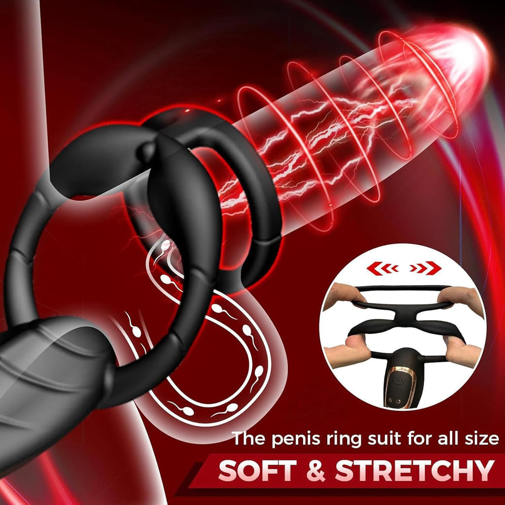 Vibrierender Penisring, Prostatamassagegerät, Analsexspielzeug, Analvibrator mit 9 Modi, Fernbedienung, vibrierender Analplug