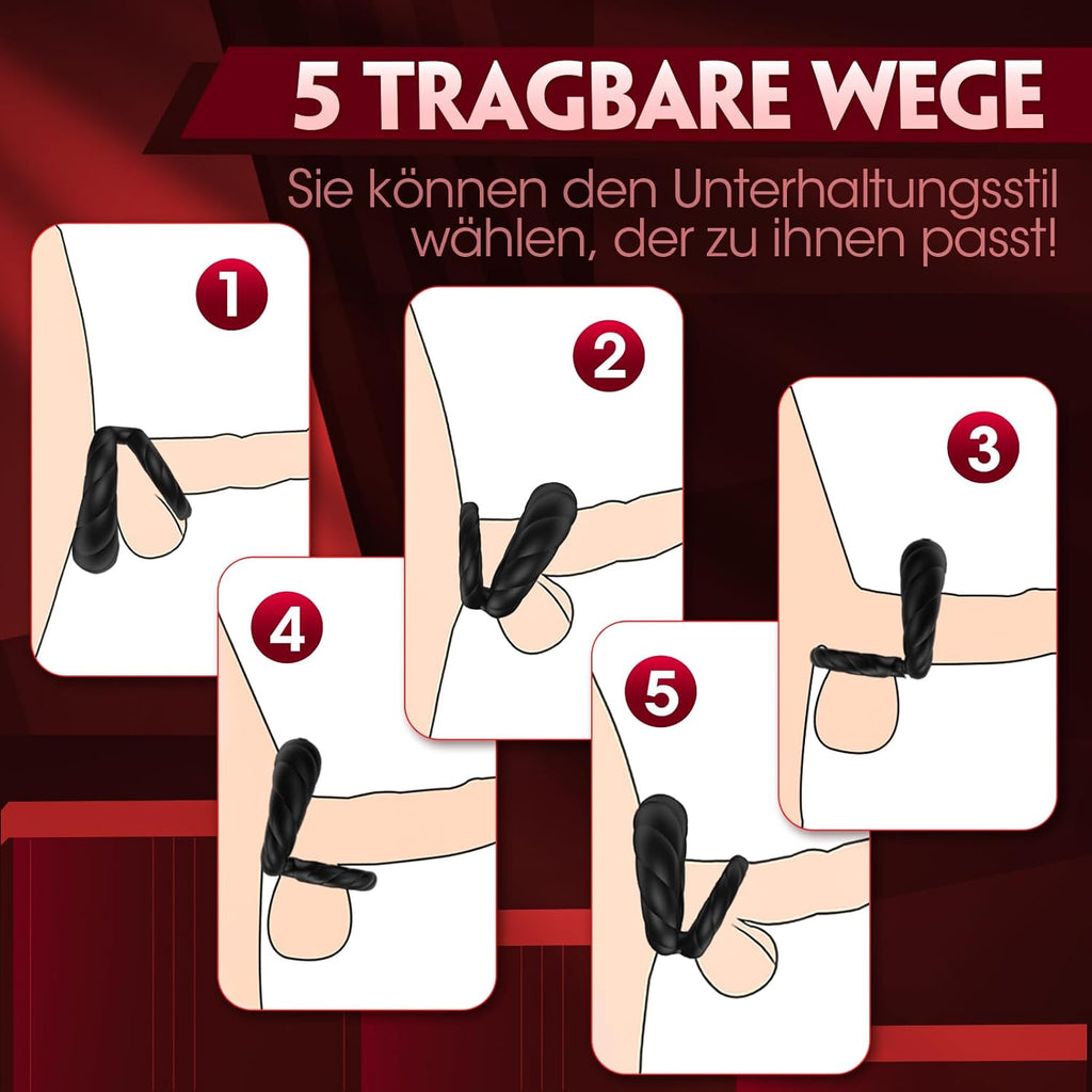 Penisring Vibrator, Sex Spielzeug für die Männer Penis Ring mit 10 Vibrationsmodi, Dual Penisringe Sextoysets für Paare Einstellbare Größe