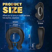 Laden Sie das Bild in den Galerie-Viewer, Vibrator mit APP-Steuerung Silikon Cockring für Penis/Hoden Stimulation, 3 IN 1 MULTIFUNKTIONALES DESIGN, 9 Vibrationsmodi, Wasserdichter Hodenringe Paarvibrator Sexspielzeug für Männer