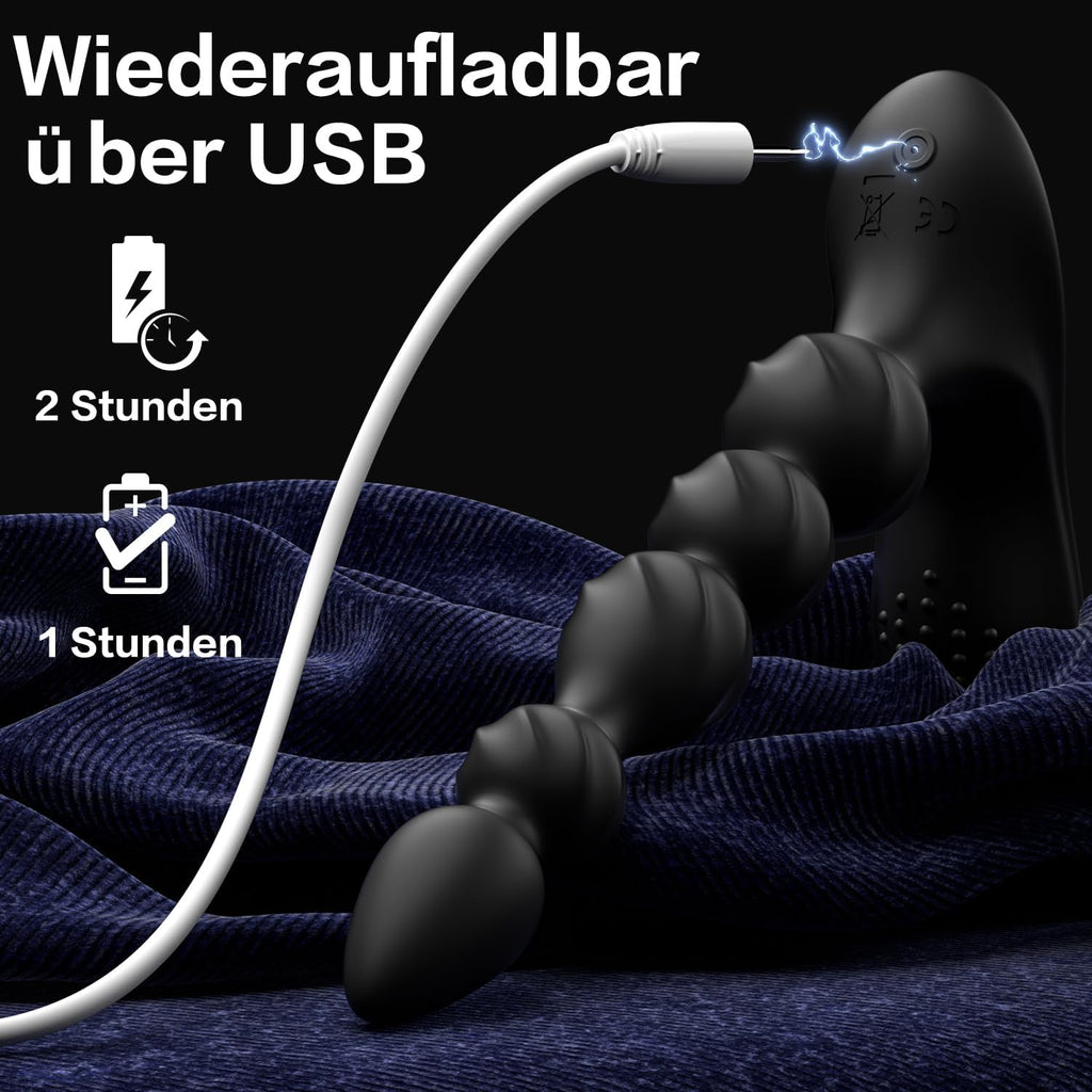 Analvibrator Analplug Vibratoren, Silikon Analkugeln mit 10 Vibrationmodi Buttplug Prostata Stimulator Sexspielzeug für Männer, Frauen, Paare
