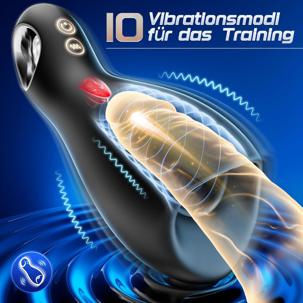 Sex Spielzeug für die Männer Masturbator, Elektrischer Masturbieren für Männer mit 5 Zungenleckmodi Hohler Ring, 3IN1 Penis Vibrator Sexspielzeug 360° Umwickeln Penistrainer 10 Vibrationsmodi Sex Toys
