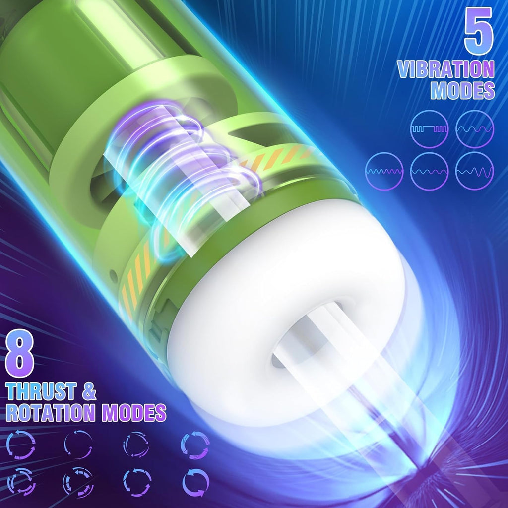 Elektrischer Masturbator Cup mit 8 Rotierende Teleskopfunktion 5 Vibrationfunktion, Sex Spielzeug für die Männer, Vibratorensets Masturbieren für Männer, Sex Toys Taschenmuschi Penis Masturbatoren