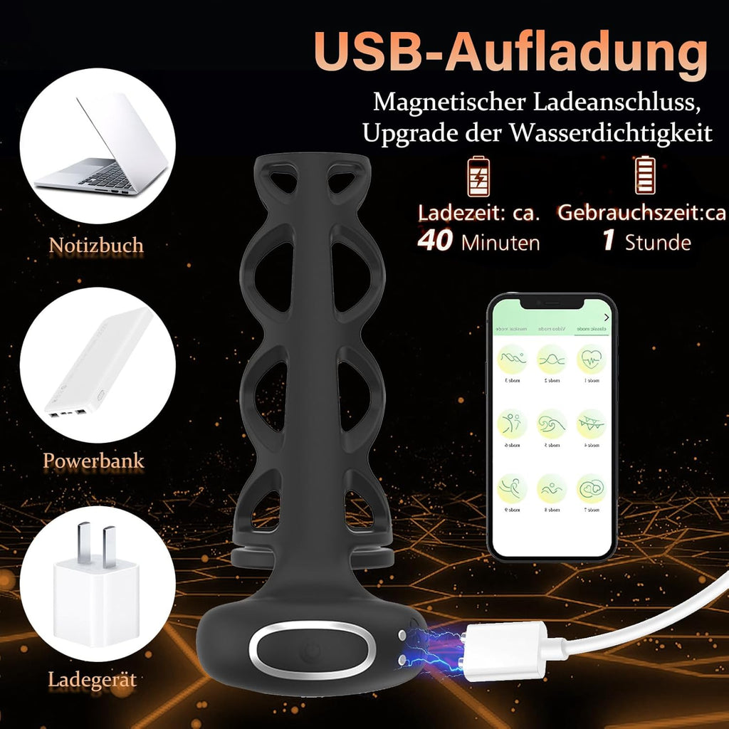 Penisring Vibrator mit 9 Vibrationsmodi Große Größe Hohlgewebe Penisbeschränkung Klitorisstimulation App Fernbedienung Erotisches Sexspielzeug für Paare Mann und Frau