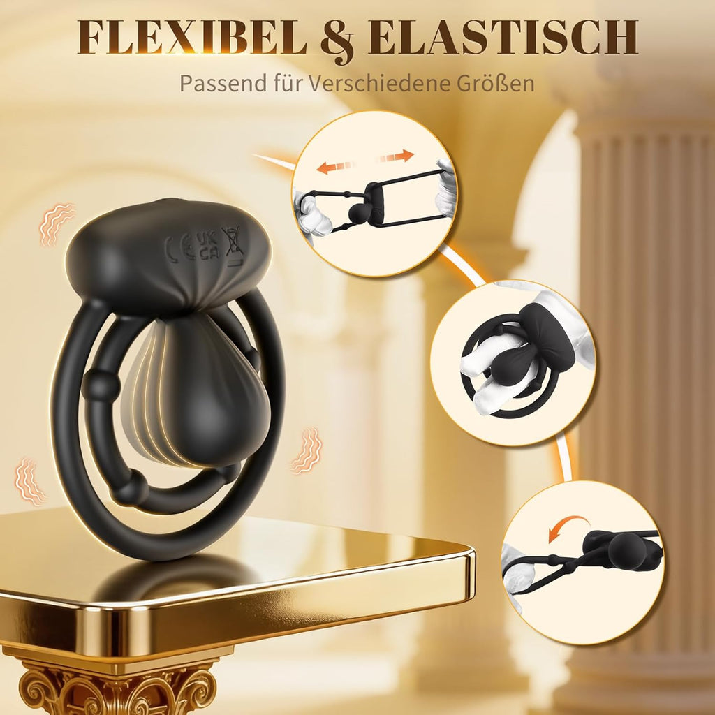 Penisring Vibrator mit 360° Verstellbar Klitorisstimulation, Verzögerter Doppel Penis Ring Sex Spielzeug für die Paare Männer Frau, Penisringe Erotisches Sexspielzeug für Paare Extrem Sex Toys