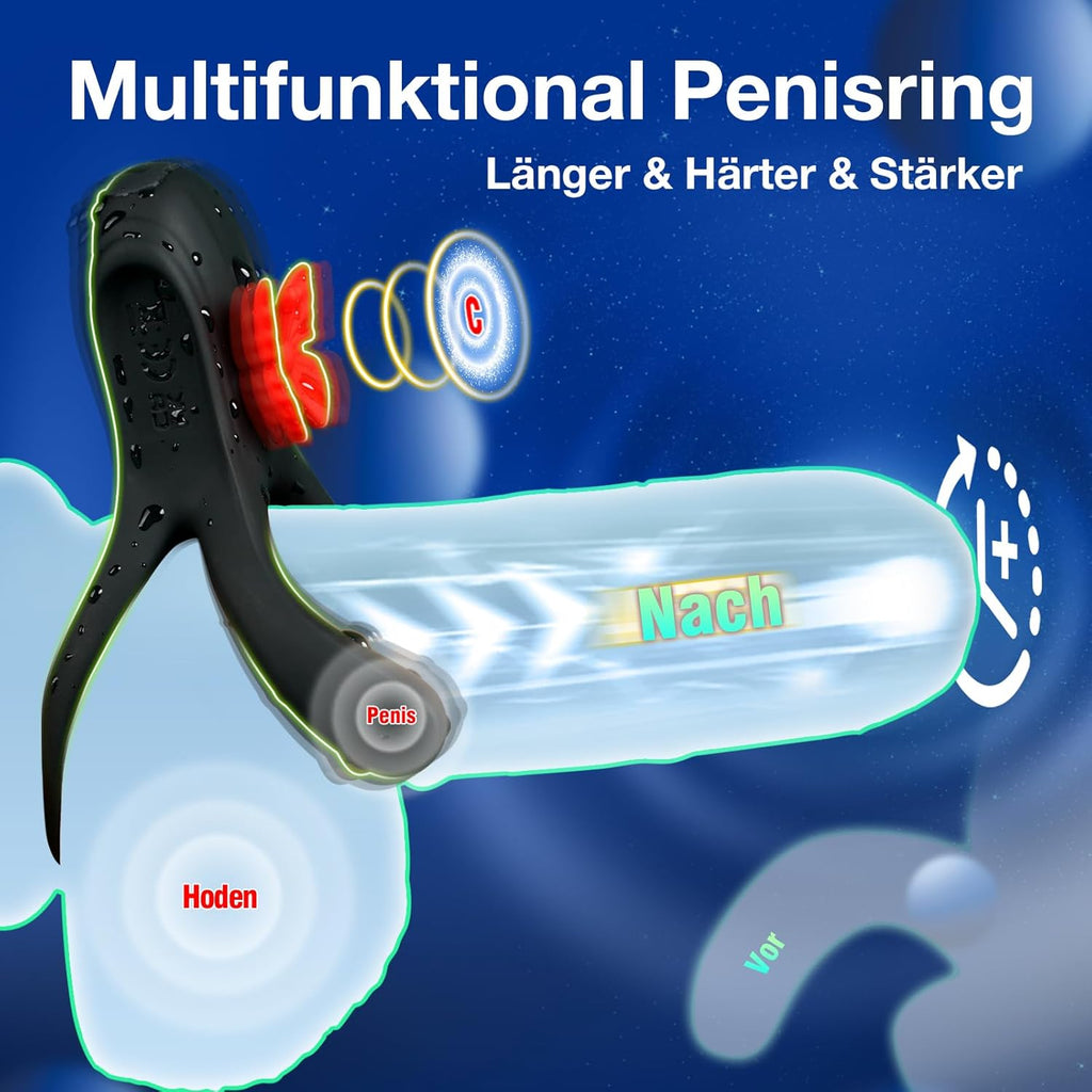 Penisring Vibrator mit 10 Vibrationsmodi, Premium Dehnbarer Silikon Penis Ring Sex Spielzeug für die Männer, Cockring Sexspielzeug für Paare Extrem Sex,Penisringe Sexspielzeug für Männer Solo Sex Toys