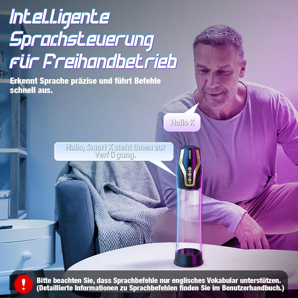 Elektrische Penispumpe Penisvergrößerung Sexspielzeug Masturbator - Sprachsteuerung Penispumpen mit 4 Saugstufen & 4 Trainingsmodi Masturbieren für Männer Sex Sexspielzeug Sex Spielzeug für die Männer