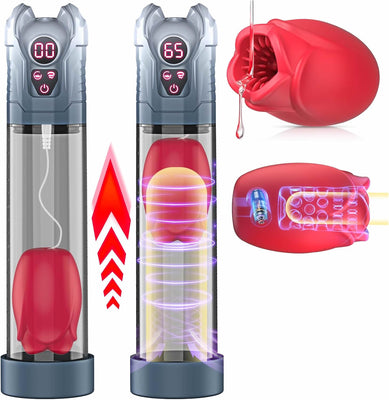 Penispumpen Sex Spielzeug für Die Männer Masturbator - Masturbieren für Männer Elektrische Penies Pump mit Rose Vibrator, Penies.verlängerung Pension Pump Penisvergrößerung Penis Extender Vakuumpumpe