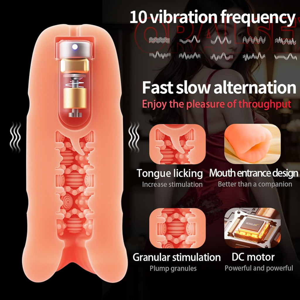 Masturbator mit 10 Vibrationsmodi Taschenmuschi Stimulator Elektrischer Masturbator Cup Sex Toys Automatische Masturbatoren 3D Realistischer Vagina Pussy Sex Spielzeug für Männer(Rot)