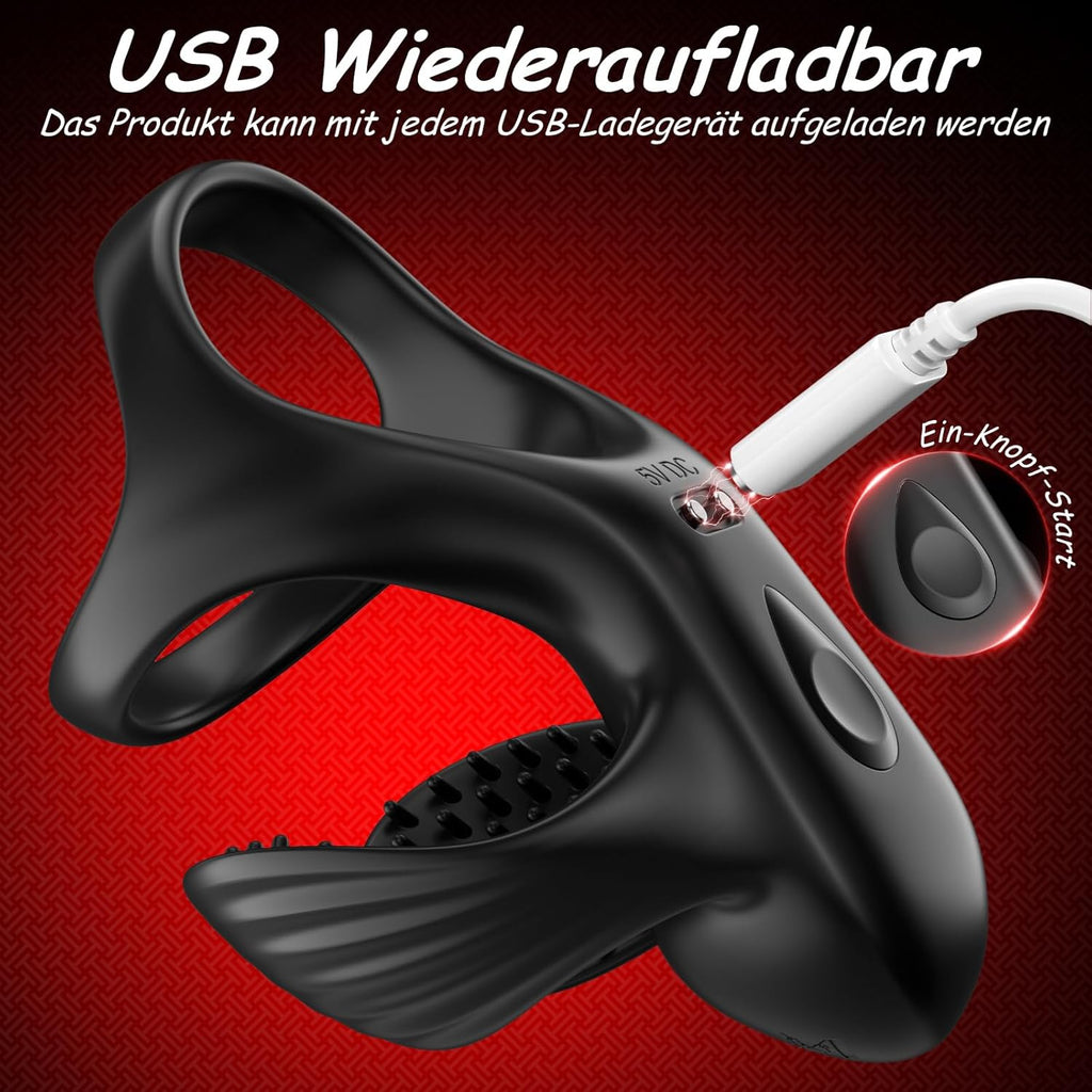 Penisring Vibrator mit 360° Verstellbarem Perlen-Klitorisstimulator, Sex Spielzeug für die Paare Männer Frauen, Cockring Penis Ring Sex Toys, Erotisches Sexspielzeug für Paare Mann Extrem Sex