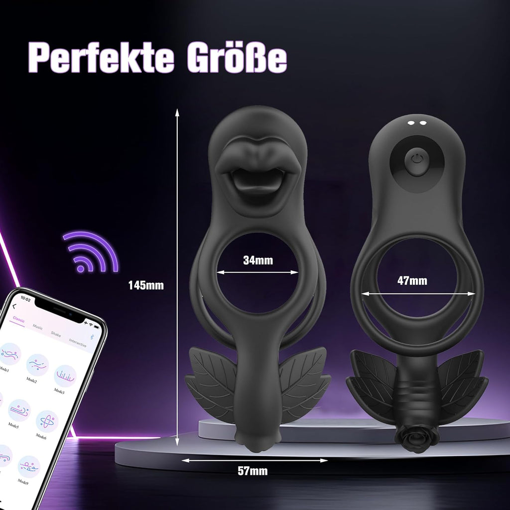 Penisring Vibrator für Paare Cock Ringe mit 9 Vibrationsmodi für die gleichzeitige Stimulation von Klitoris und Hoden Dual Cockring Massagegerät Silikon Sexspielzeug für Männer und Frauen