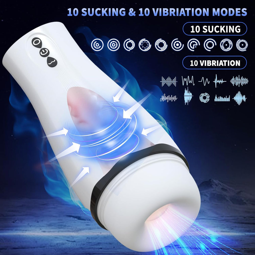 Elektrischer Masturbator Cup mit 10 Vibration & 10 Saugmodi, Sex Spielzeug für die Männer solo, Taschenmuschi Masturbieren für Männer Penis Masturbatoren, Sex Toys mit 3D Vagina Pussy