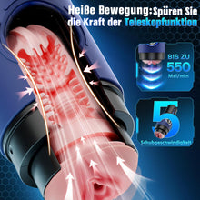 Laden Sie das Bild in den Galerie-Viewer, KI-Interaktion 360° Schnellheiz Masturbator Sex Spielzeug für die Männer, Masturbieren für Männer 5 Intensiver Teleskopfunktion Sexspielzeug, Realistische Masturbatoren Liner Abnehmbare Sex Toys