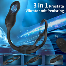 Laden Sie das Bild in den Galerie-Viewer, Analvibrator Prostata Stimulation Vibration Männer, Anal Plug Vibrator Mit Penisring, Anal Dildo Analvibratoren Mit Stoßfunktion, Herren Anal Toy Sex Spielzeug für Mann