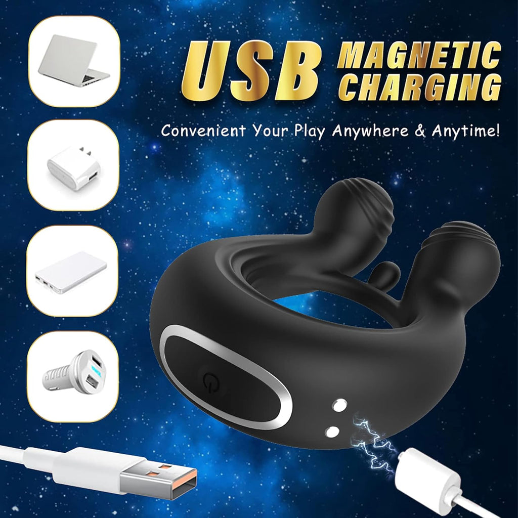 Vibrator mit APP-Steuerung Silikon Cockring für Penis/Hoden Stimulation, 3 IN 1 MULTIFUNKTIONALES DESIGN, 9 Vibrationsmodi, Wasserdichter Hodenringe Paarvibrator Sexspielzeug für Männer