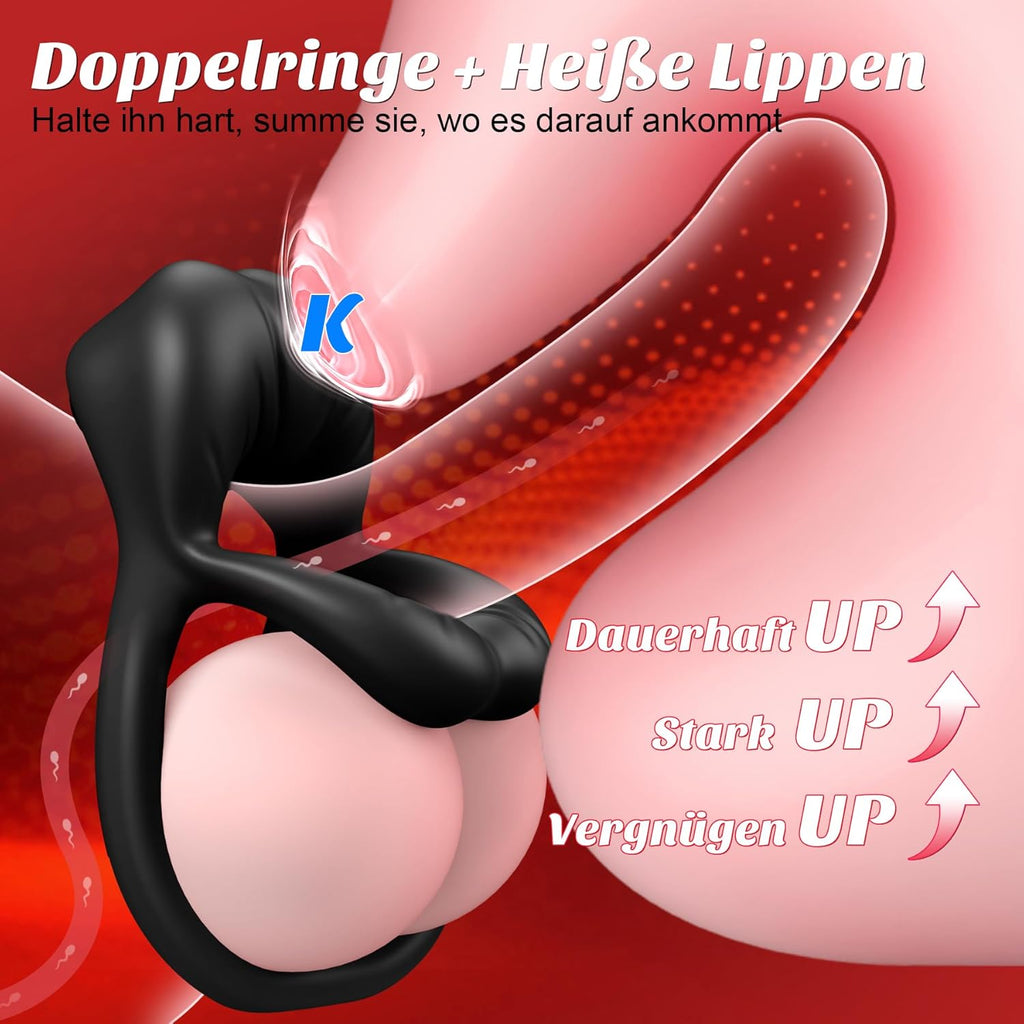 Dual Penisring Vibrator mit Klitoris Stimulator, Penisringe Sex Spielzeug für die Paare Extrem mit 9 Vibrationen, Sexspielzeug Vibratorensets für Paare Männer Cock Penis Ring Paarvibrator für Paare