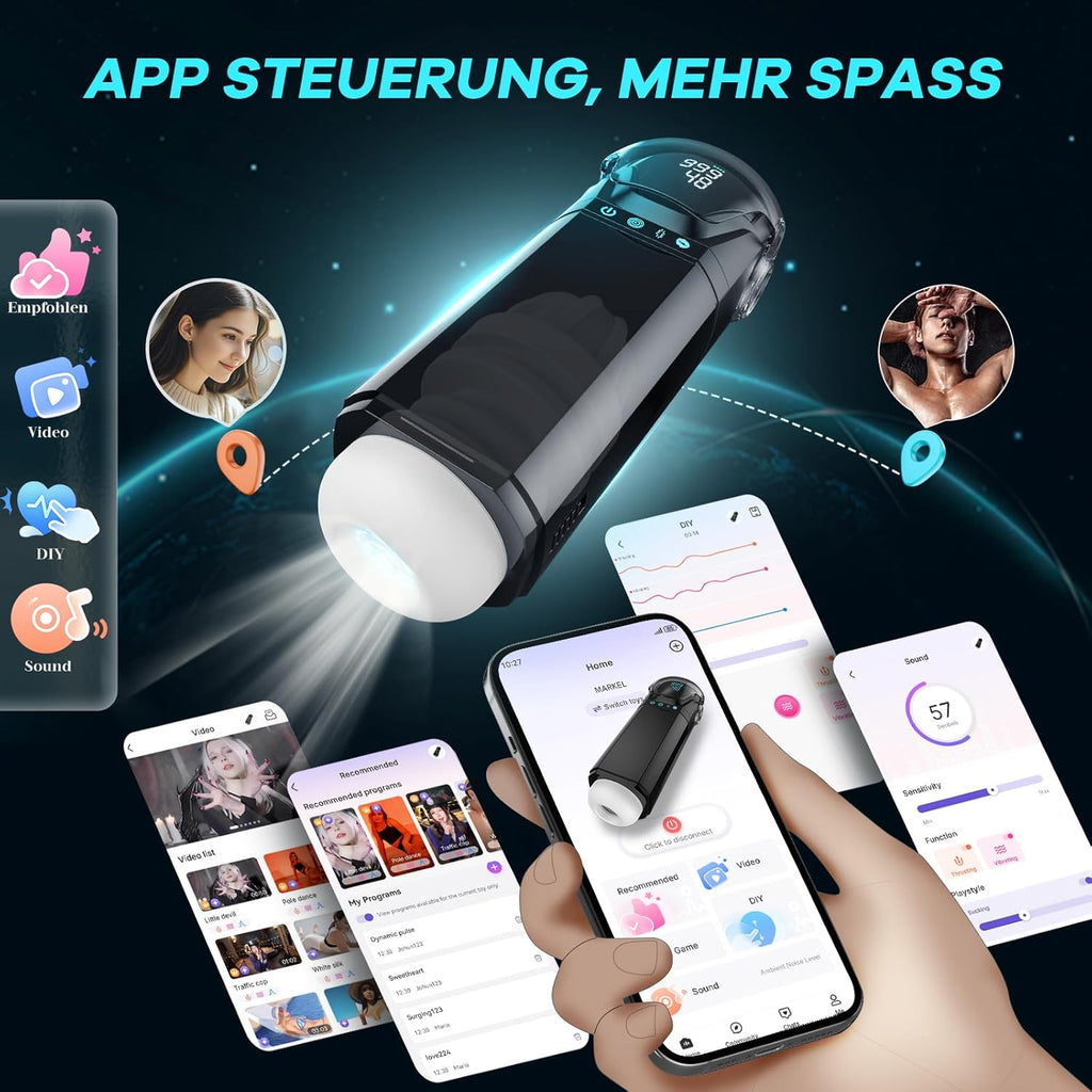 PRONFANS Sex Spielzeug für die Männer Masturbator, 9 Saugen & Stöße & Vibratorensets 3D Pussy Masturbieren für Männer Penispumpe, APP Taschenmuschi Blowjob Sexspielzeug Masturbatoren Penis Sex Toys