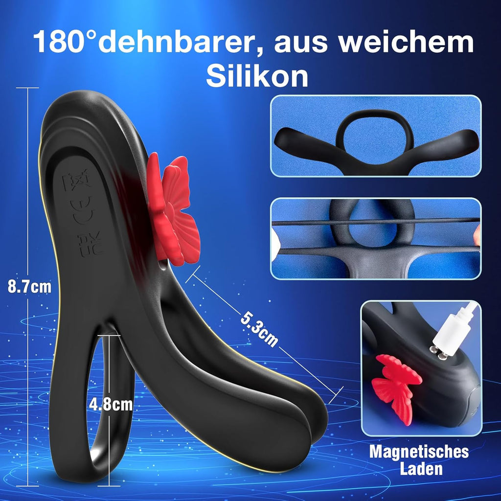 Penisring Vibrator mit 10 Vibrationsmodi, Premium Dehnbarer Silikon Penis Ring Sex Spielzeug für die Männer, Cockring Sexspielzeug für Paare Extrem Sex,Penisringe Sexspielzeug für Männer Solo Sex Toys
