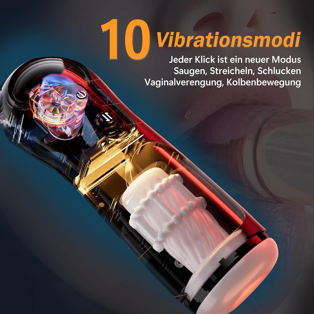 Masturbieren für Männer PINTLE Elektrische Cup-Masturbatoren mit 10 Saugen & Schlucken & Vaginalverengung & Kolbenbewegung Leise Bohrmaschine Blowjob Sex Spielzeug für die Männer Paare Solo Sextoys