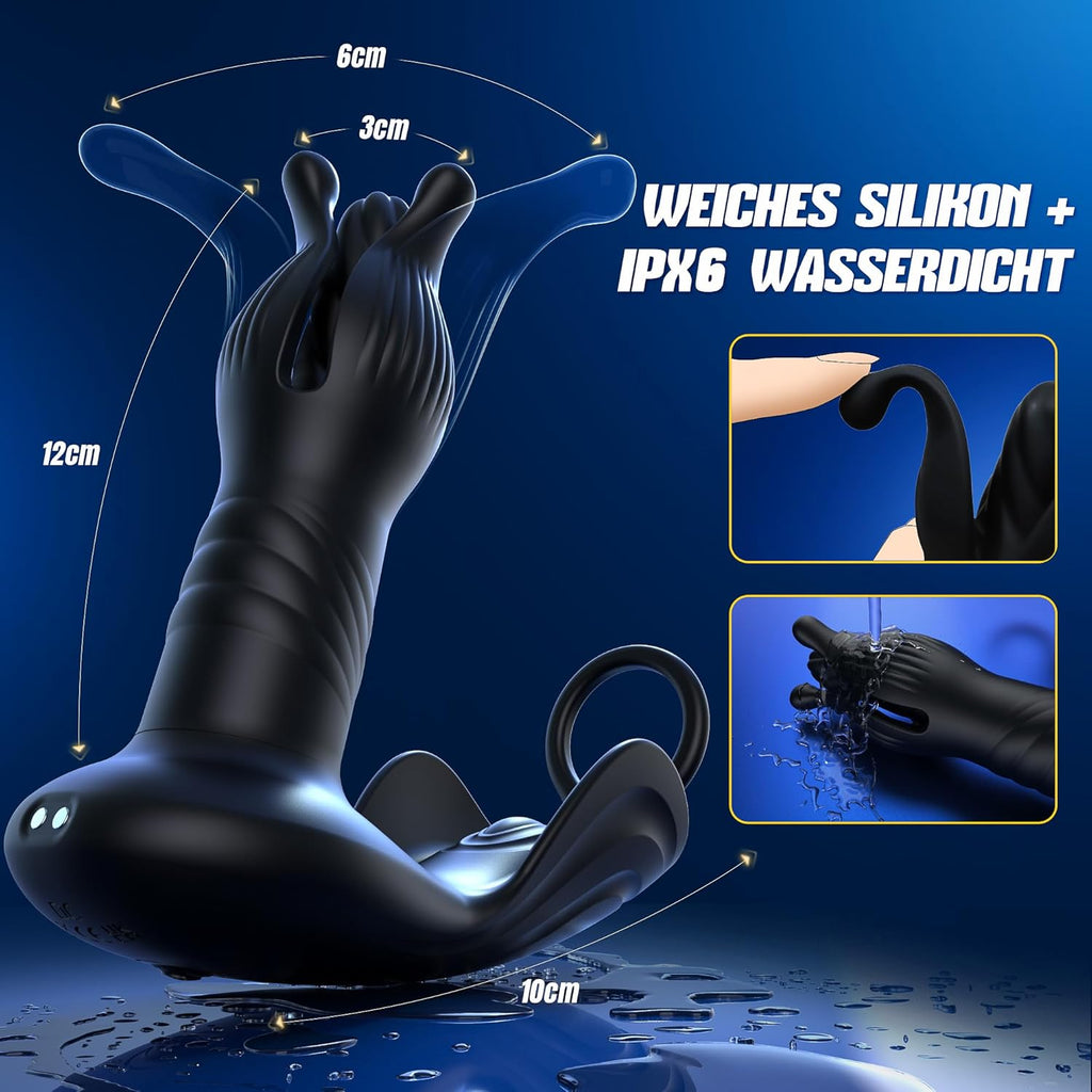 Soulour Analvibratoren für Mann Prostata Stimulation Männer, 4 IN 1 Expansions- und Schubmodi Analplug mit Penisring & Hodenvibration, Sex Spielzeug für die Männer Anal Plug Vibrator mit 9x9 Modi Reif