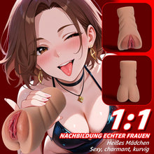 Laden Sie das Bild in den Galerie-Viewer, Realistischer Masturbator Taschenmuschi Silikon Masturbieren Sex Spielzeug mit 6D Klitoris Doppelkanal Masturbator Groß für Mann 2 in 1 Anal Erotik Sexspielzeug für die Männer solo
