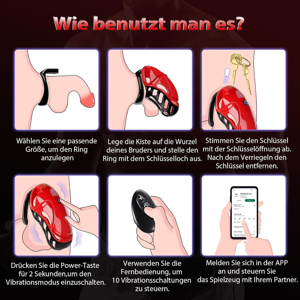 Chastity Cage Männer Sex Spielzeug für die Männer - Peniskäfig Keuschheitskäfig Herren SM Fetisch Extrem Penis Bondage, Keuschheitsgürtel Sexspielzeuge mit 5 Größen Penisringe 2 Schlüssel & 1 Schloss