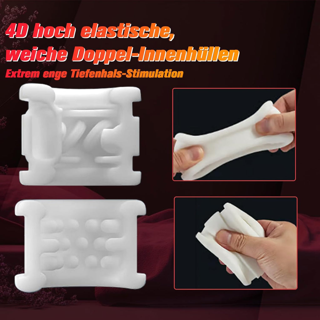 Masturbieren für Männer Elektrisch, Doppelhülle mit Stoß Rotation Vibration Sex Spielzeug für die Männer, Blowjob Taschenmuschi Sexmaschine Masturbator Realistisch