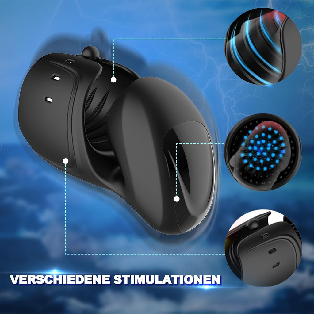 Elektrische Eichelvibrator,Penis-Vibrator mit einstellbarer Größe,10 Vibrationsmodi Neuer Masturbatoren,Elektrische Masturbatoren Penis Trainer, Männer Eichel Stimulator Silikon Sexspielzeug