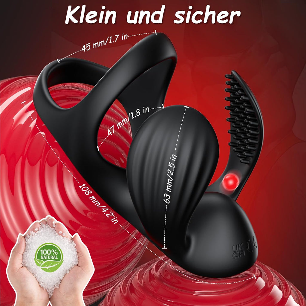 Penisring Vibrator mit 360° Verstellbarem Perlen-Klitorisstimulator, Sex Spielzeug für die Paare Männer Frauen, Cockring Penis Ring Sex Toys, Erotisches Sexspielzeug für Paare Mann Extrem Sex