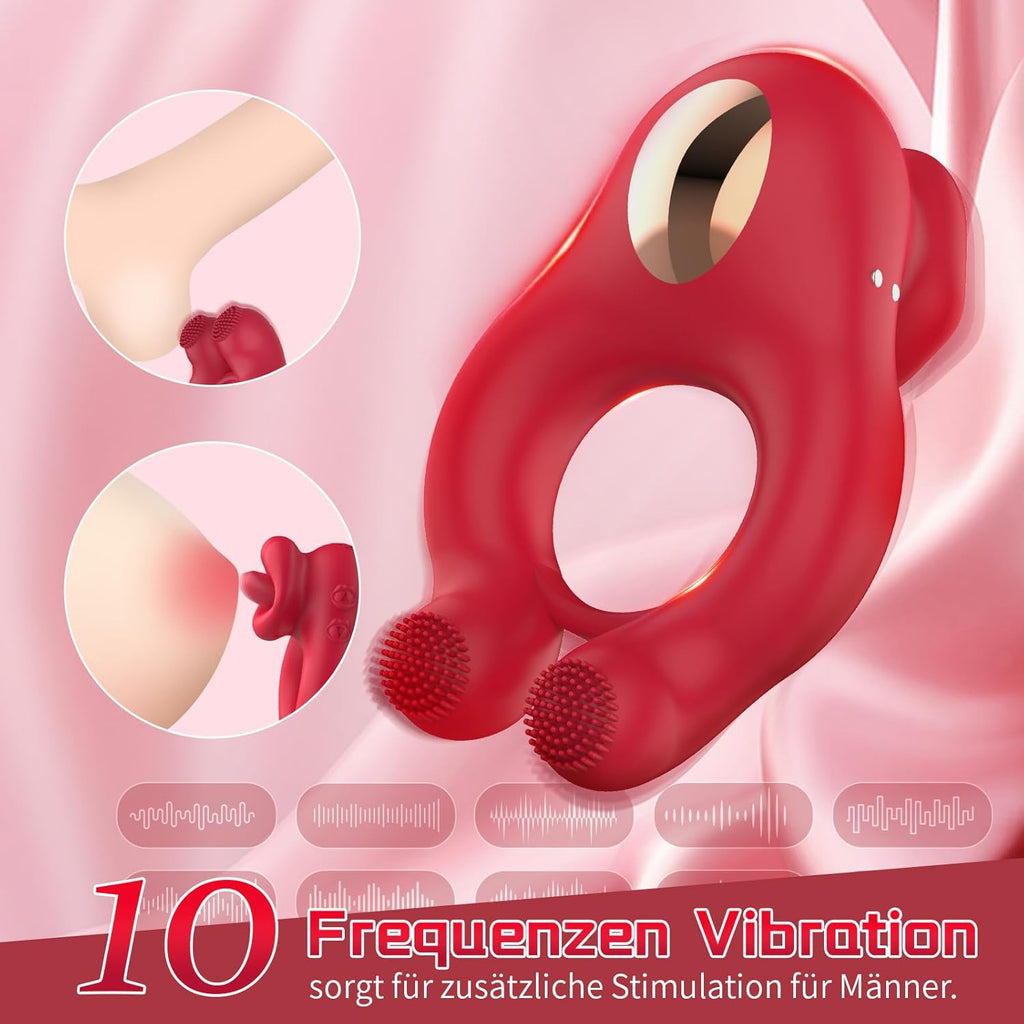 Penisring Vibrator, Sexspielzeug für die Paare Extrem Penis Vibrator 10 G-Punkt Vibrationsmodi and 10 Zungenlecken Klitoris Stimulator Cock Ring Sex Spielzeug für die Männer Frauen