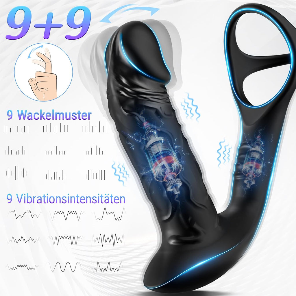 Prostata Stimulation Männer mit 9 Vibrationsmodi und Wiggle-Modus, Analvibratoren für Mann Anal Dildo Vibrator, Prostata Vibrator Analplug für Männer