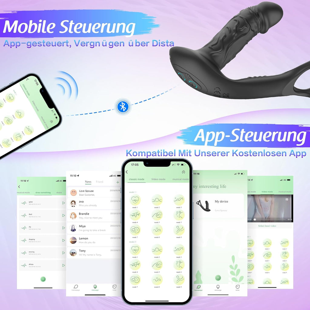 Prostata Stimulation Männer mit 9 Vibrationsmodi und Wiggle-Modus, Analvibratoren für Mann Anal Dildo Vibrator, Prostata Vibrator Analplug für Männer