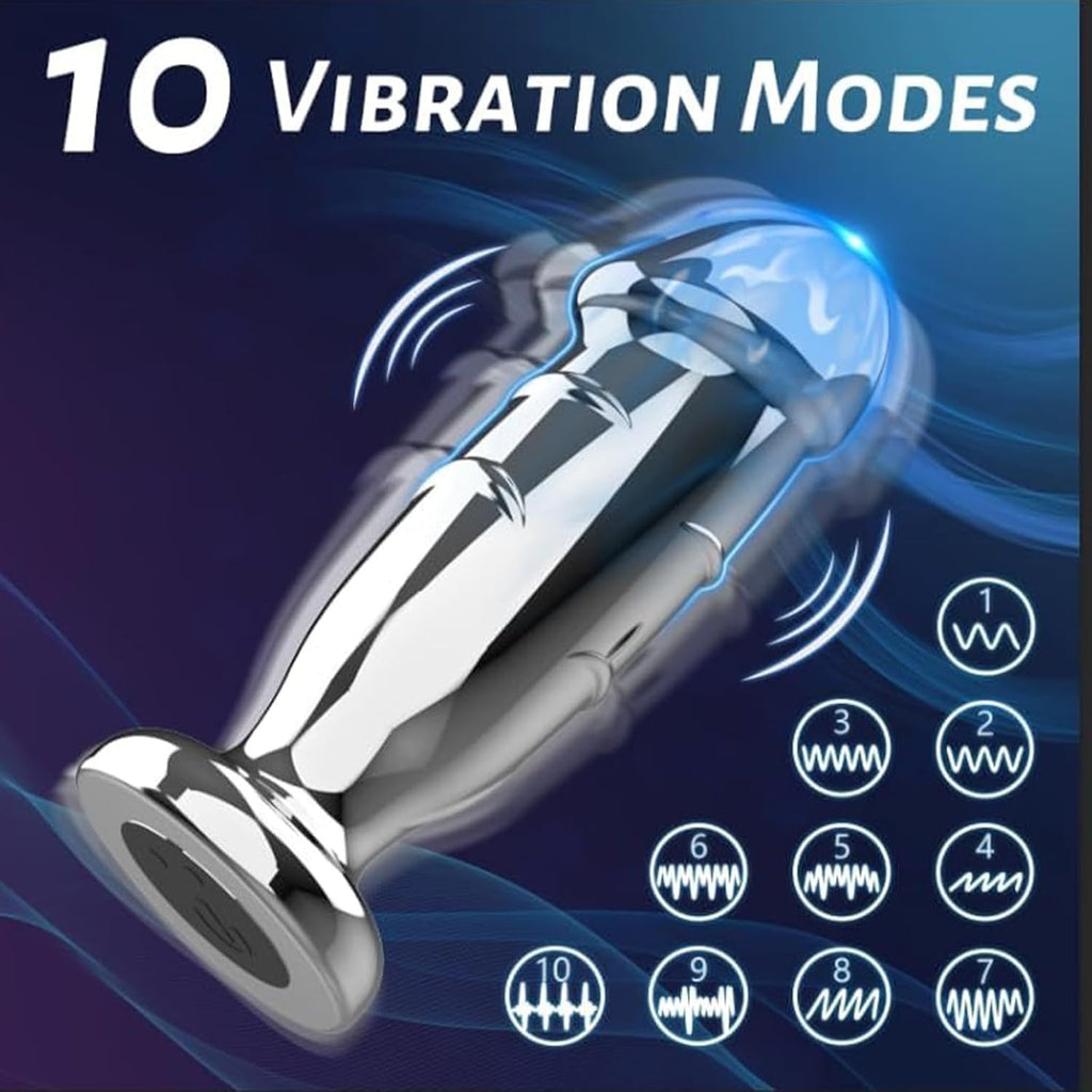 Anal Vibratoren Metall Analplug mit 10 Vibrationsmodi und Fernbedienung Buttplug Dildo Vibratorstarb Prostata Stimulator Vibrator Sexspielzeug für Männer Frauen und Paare