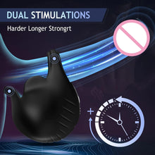 Laden Sie das Bild in den Galerie-Viewer, 2 in 1 Vibrierender Penisring mit 9 Vibrationsmodi und Fernbedienung Cockring Vibrator Sexspielzeug für Männer SM Herren Penisringe Vibratoren Massagegerät Langwährende Erektion Hodenvibrator