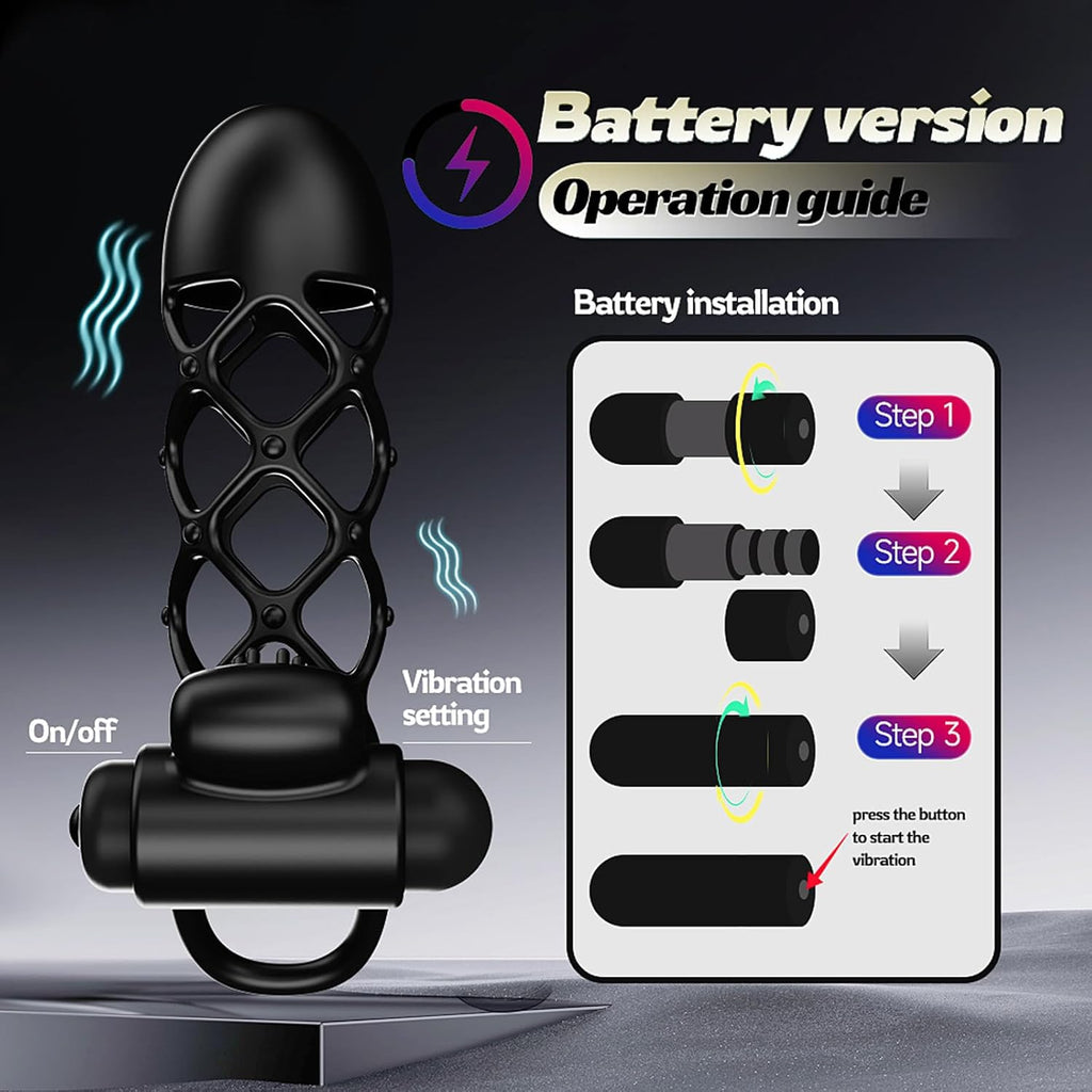 Penishülle Penisring Vibrator mit 10 Vibrationsmodi für Penis Klitoris G-Punkt, Silikon Penis Sleeve Cockring, Penismanschetten für Penisverlängerung Sex Spielzeug für die Männer Paare