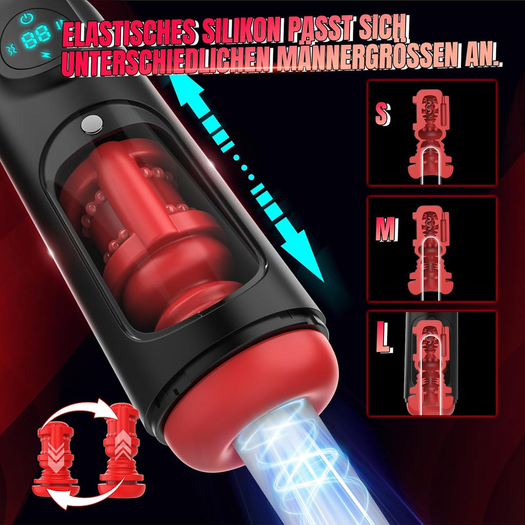 Elektrischer Masturbator Cup Masturbieren für Männer, Sex Spielzeug für die Männer mit 8 Teleskopfunktion und 8 Vibrationsmodi, Sex toys 3D Vagina Taschenmuschi, LCD Display, Masturbatoren Solo