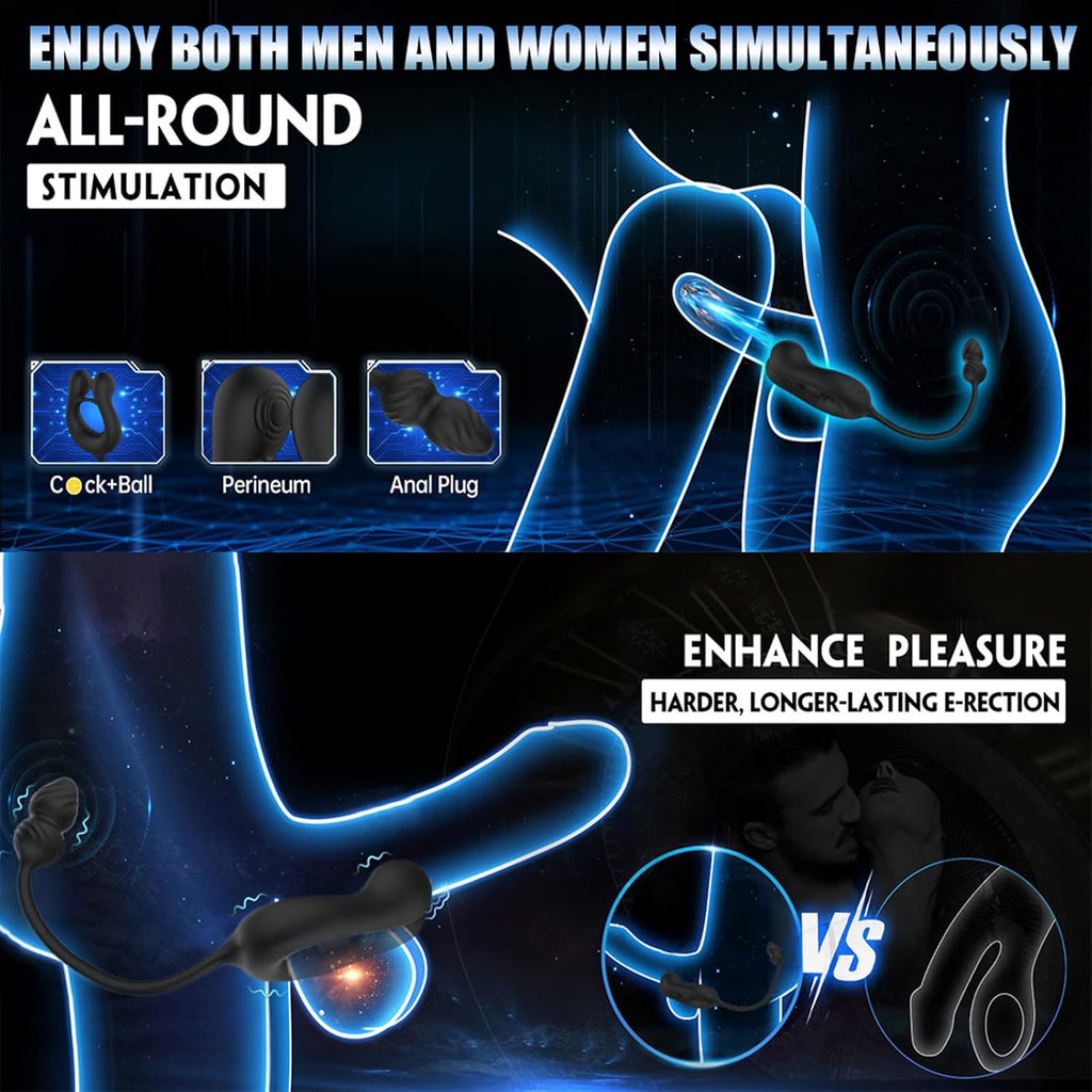 Männlicher Prostata Stimulator Massagegeräte Analvibratoren mit Penisring Analplug für Männer APP Steuerung Analplug 10 Vibrationen und 10 Swing modi Dehnbar Silikon Penisringe Sexspielzeug