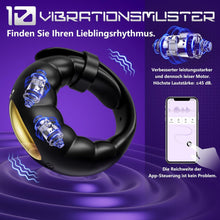 Laden Sie das Bild in den Galerie-Viewer, Penisring Vibrator Sex Spielzeug für die Männer Extrem -Cockring Penis Ring Sex Spielzeug für die Paare mit Einstellbare Größe,APP Fernbedienung Vibratorensets für Paare mit 10 Vibrations Penisringe.