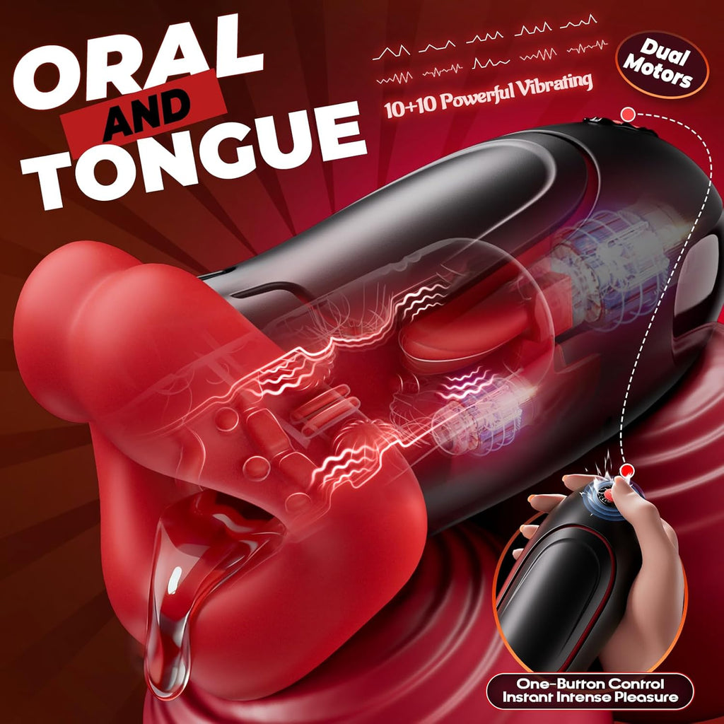 Masturbieren für Männer Masturbator, App-Steuerung Sex Spielzeug für die Männer Masturbatoren Quetschbarer Blowjob mit 10 vibrierenden Zungen und internen, sexspielzeug für männer solo Pocket Pussy