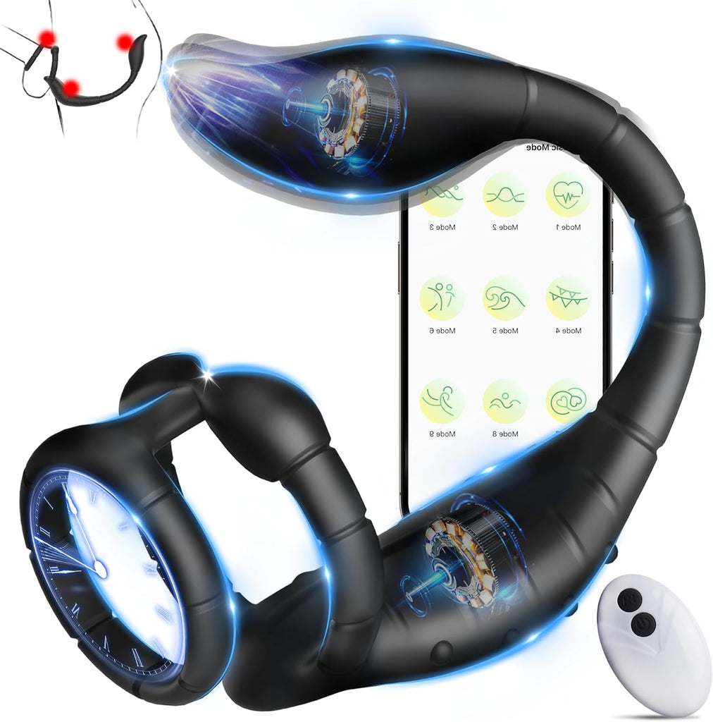 Prostata Stimulation Männer mit Penisring & verlängerte Analvibratoren Sex Spielzeug für die Männer mit APP Vibratorensets für Männer 9 Vibrationsmodi Analplug Sex Spielzeug für die Paare