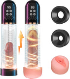 Penispumpe für Penisvergrößerung Sex Spielzeug für die Männer, Elektrische Penis Vakuumpumpe mit Taschenmuschi 4 + 3 Saugstufen, IPX7 100% Wasserdicht Erektion Masturbator mit 2 Silikonhülsen