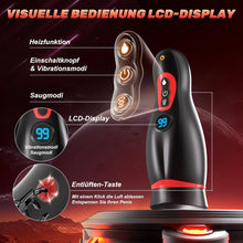 Laden Sie das Bild in den Galerie-Viewer, Elektrische Masturbator mit Telefonhalter, Mundförmig Masturbieren für Männer Blowjob mit 9 Saugmodi 9 Vibration, 3D Realistisch Vagina Heizung Sex Spielzeug für die Männer LCD Display, APP-Steuerung