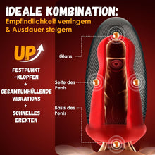 Laden Sie das Bild in den Galerie-Viewer, Masturbieren für Männer Vibratorensets Masturbator, 9x9 Klopfen-Lecken-Vibration Sex Spielzeug für die Männer Taschenmuschi Penis Vibrator Eichel Sexspielzeug Solo Masturbatoren