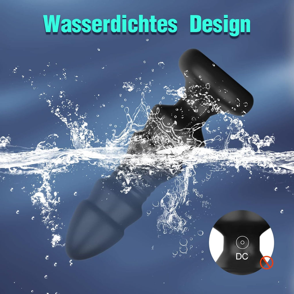 Anal Vibratoren Analvibrator, Buttplug mit 5 Teleskopmodi, Prostata Stimulator mit Fernsteuerung, Anal Butt Plug Dildo Vibrationen Sexspielzeug für Männer Frauen Paare (Dunkelschwarz)