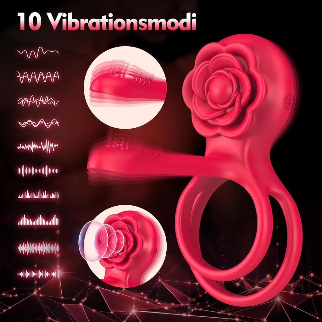 Vibrierender Penisring Sex Spielzeug für die Männer- 3 In 1 Cockring Sex Spielzeug für die Paare 10 Vibrationsmodi Penis Vibrator