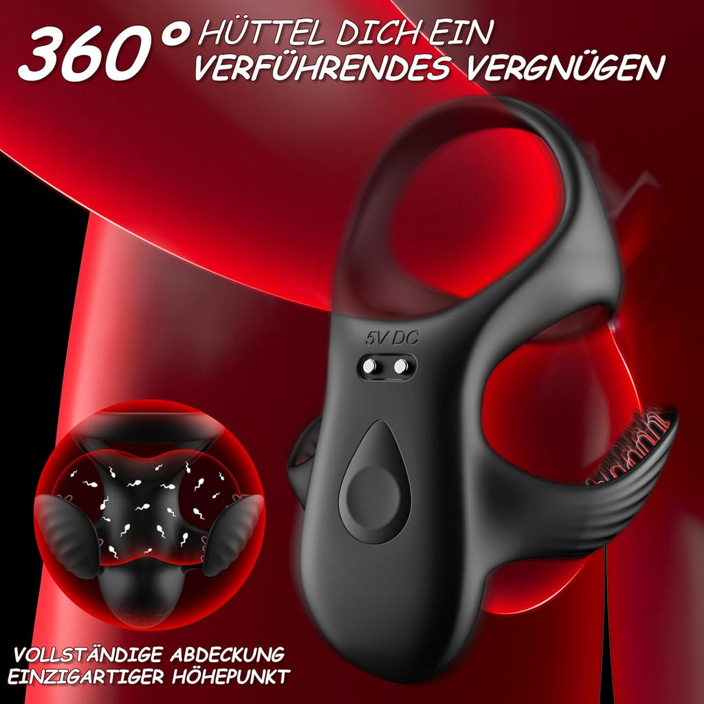 Penisring Vibrator mit 360° Verstellbarem Perlen-Klitorisstimulator, Sex Spielzeug für die Paare Männer Frauen, Cockring Penis Ring Sex Toys, Erotisches Sexspielzeug für Paare Mann Extrem Sex