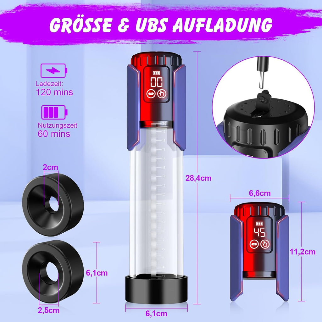 Automatic Pump for Enlargement, Sex Toy for Men, Waterproof Vacuum for Men, Masturbators with 5 Suction Strengths, Stimulator, Larger, Stronger