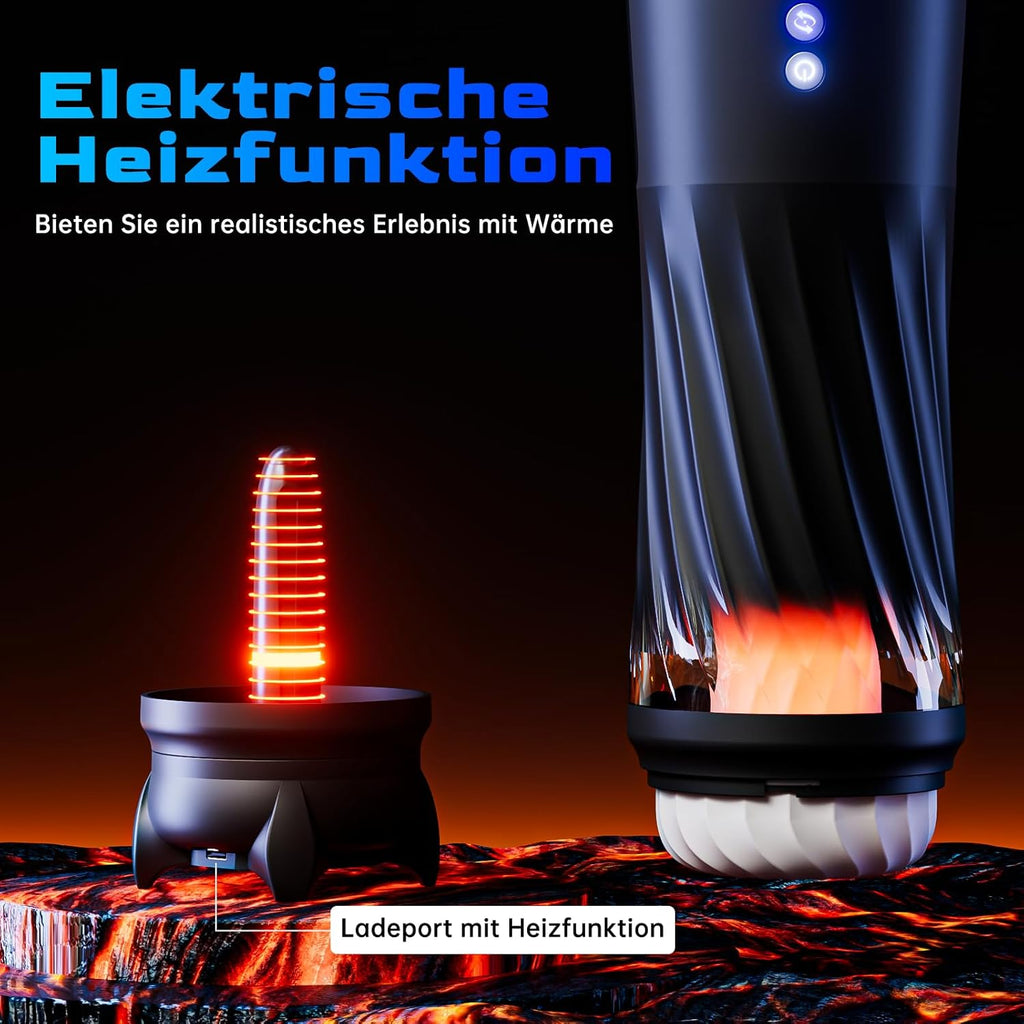 Masturbieren für Männer Elektrischer Masturbator, Sex Spielzeug für die Männer mit 3 Verdrehung & 5 Teleskopfunktion Vibratiosmodi, 3D Realistisch Vagina Heizung Masturbatoren Taschenmuschi Sex Toys